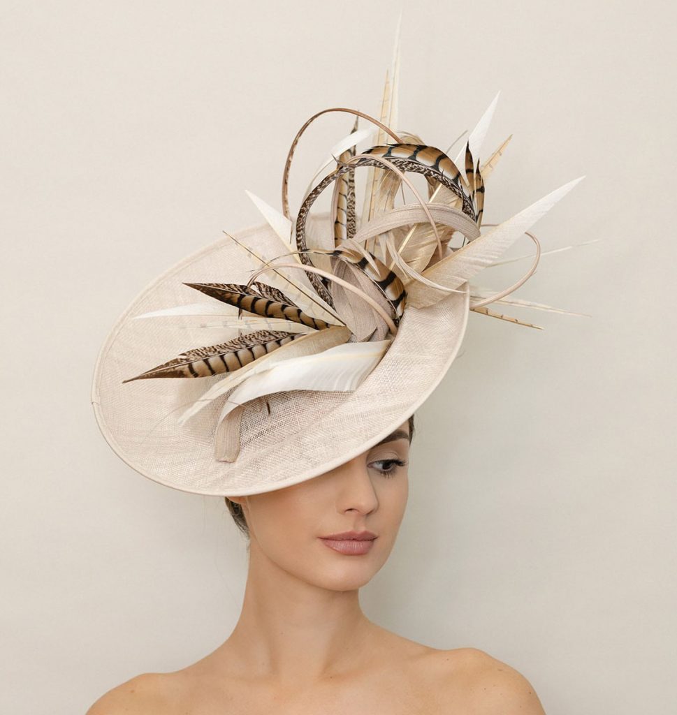 Manhattan Hat cream with feathers